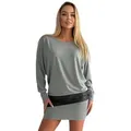 Mississhop Partykleid Damen Minikleid festlich Glitzer Kleid Pulli Tunika S M L XL XXL 9531 grau S (36)