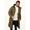 OneRedox Parka mit Kapuze als Winterjacke - Langer Steppmantel Herren warme Pufferjacke Steppjacke - Langer Wintermantel grün S