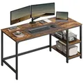 VASAGLE Schreibtisch Computertisch, Tisch, Bürotisch, 100/120/140cm, mit 2 Ablagen, moderner Stil braun 140 cm x 75 cm x 60 cm