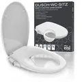 EISL Dusch WC-Sitz Aufsatz, Toilettensitz mit Bidet Einsatz, Po Dusche & Absenkautomatik, Weiß - Weiß