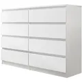 Mirjan24 Kommode, Weiß, Holzwerkstoff, 8 Schubladen, 138x100x40 cm, Wohnzimmer, Kommoden & Sideboards, Kommoden