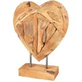 Teak Herz Auf Ständer Massiv - 30 Cm - Tisch Deko Holz Skulptur Dekoherz