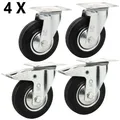 4 x Vollgummi Lenkrolle Transportrolle Schwerlastrolle Rolle Ø 80 mm Lenk-Brems