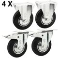 4 x Vollgummi Lenkrolle Transportrolle Schwerlastrolle Rolle Ø 80 mm Bock-Brems