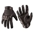 Mil-Tec Tactical Gloves Leder/Aramid Schwarz • Schnittfeste Einsatzhandschuhe mit abnehmbarem Knöchelschutz • Robuste Leder-Handschuhe für Security & Outdoor • Gepolsterte Schutzhandschuhe