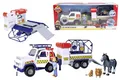 Feuerwehrmann Sam 109252624038 Anhänger Tierrettung, bewegliche Figur Lizzie 7,5 cm und 3 Tierfiguren, Lichteffekte, offizielles lizensiertes Spielzeug aus der Serie