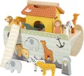 Small Foot Steckspiel Arche Noah „Safari“, Motorikspielzeug aus Holz mit 15 Tier