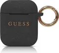 Guess Guaccsilglbk Airpods-Abdeckung Schwarz/Schwarzer Silikon-Glitzer