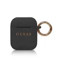 Guess GUACCSILGLBK Cover Silikon Kollektion für Apple Airpods 1 & 2, Schwarz