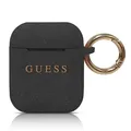 Guess Silikon-Glitzerhülle für AirPods 1/2, Schwarz