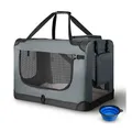 Juskys Hundetransportbox Lassie S (grau) faltbar mit Decke - 34x50x36 cm Hundetasche Hundebox