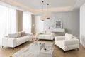 Cardea - Moderne Polstergarnitur 3+2+1 in Bubble-Optik aus weichem Creme Strukturstoff mit hohem Sitzkomfort