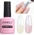 AIMEILI Pearl Top Coat, Perlmutt Überlack UV Top Coat Pearl Nagellack Perlmutt Schimmer mit Thread Shell Nagel 10ml - 001