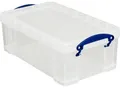 Transportbox Really Useful Box, Volumen 9 l, L 395 x B 255 x H 155 mm, stapelbar, mit Deckel & Klappgriffen, PP, transparent