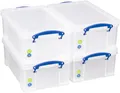 Really Useful Kunststoff 9 Liter Box, transparent, Aufbewahrungsbox, 4 Stück Boxen