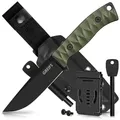 GREIFS Universalmesser RANGER Outdoor-Messer aus D2 Stahl mit Kydex Holster und Feuerstahl grün
