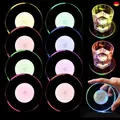 8 Stück LED Untersetzer: Ø 10cm Leuchtuntersetzer Rund aus Acryl, Wasserdicht m