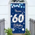 GoldRock Banner 60. Geburtstag Mann Frau Blau, Deko 185 cm×90 cm, Geburtstagsbanner, Happy Birthday Girlande 60 Jahre, Geburtstagsdeko Blau Silber