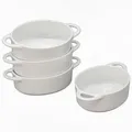 KVOTA 4-er Set MINI Auflaufformen ovale Ofen- Backform aus Keramik, Innenmaß ca.10,5x4x13,5cm, 300ml (Weiß). Ideal für kleine Portionen oder Dessert