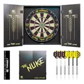 Target Darts Luke Littler Cabinet & Dartboard Set | Spieler-Edition The Nuke“ Dartboard-Schrank-Set mit 2 Sets Steel-Dart-Dartspitzen, Score-Charts, Wurf-Standardlinie für Wettbewerbe