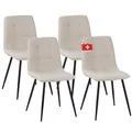 ALBATROS Esszimmerstuhl Bora mit Stoff Bezug, 4er Set Beige, stilvolles Vintage Design, belastbar mit 110Kg, Polsterstuhl - Moderner Küchenstuhl, Stuhl Esszimmer oder Esstisch Stuhl