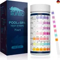 RUNBO 7 IN 1 Poolwasser Teststreifen für pH,150 Stück,Wassertester Tester für Sp