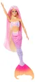 Barbie Malibu Meerjungfrau-Puppe mit Farbwechseleffekt, Delfin und Accessoires