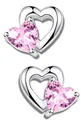 Limana Paar Ohrstecker 925 Silber kleine Kinder Mädchen Ohrringe rosa Herz, Kinderohrringe Mädchenohrringe Kinderschmuck