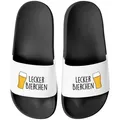 MoonWorks Badeschlappen Lustig Spruch Lecker Bierchen Badelatschen Herren Damen Badesandale schwarz 44 EU