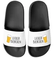 MoonWorks® Badeschlappen Lustig Spruch Lecker Bierchen Badelatschen Herren Damen Badeschuhe Pool Party Urlaub Männer Frauen Schwarz-weiss 44