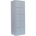ClassiX Schließfachschrank X-520520, lichtgrau, 10 Fächer, Stahl, 59 x 180cm, mit Zylinderschloss