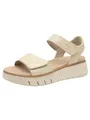 Tamaris Comfort Damen Sandalen flach aus Leder Plateau, Beige (Ivory), 37 EU