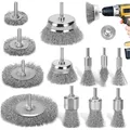 Drahtbürsten Set 12-teilig Messing 1/4 Zoll Schaft für Bohrmaschine Rostfarbe