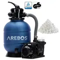AREBOS Sandfilteranlage mit Pumpe Filteranlage Filterkessel Schwimmbadpumpe 400W