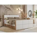 MKS MEBLE Doppelbett, Boxspringbett ALBERO 2 KING DUO mit zwei 7 Härtezonen Multipocket-Matratzen, genähtes Kopfteil und Front, Bettkästen - 120... - Weiß
