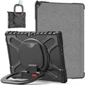 Für Microsoft Surface Pro 8 aufstellbare Outdoor Hybrid Schwarz 360 Grad mit Trage Gurt Tablet Tasche Etuis Cover Case Schutz Robust Neu