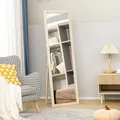 HOMCOM Ganzkörperspiegel 160 x 50 cm Rechteckig Standspiegel mit Steinoptik, Splitterfrei Wandspiegel zum Anlehnen, Stehen, Spiegel für Wohnzimmer, Schlafzimmer, Flur, Weiß