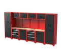 Werkstatteinrichtung Werkzeugschrank inkl. Lochwand schwarz/rot 396x46x198cm