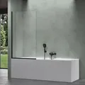 Mai & Mai Duschwand für Badewanne Sicherheitsglas mit NANO-Versiegelung Duschabtrennung Badewannen-Aufsatz 80x140cm Duschwand Schwarz Cortona201 - Schwarz