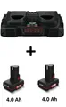 2x PARKSIDE 12V/4.0 Ah Akku PAPK 12 B3 + 1x Doppel-Ladegerät PDSLG 12 A X12VTeam