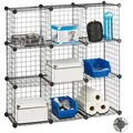 Relaxdays Steckregal, Schwarz, Kunststoff, Metall, 96x96x32 cm, Wohnzimmer, Regale, Bücherregale