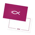 itenga 12x Karte FISCH DIN A6 quer Einladungskarten Postkarten Dankeskarten Kommunion Taufe A6 Danksagung (pink)