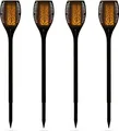 Outsunny Solarleuchte, Gartenlicht, 4er-Set Lampe, 6–8 h, IP44 Wasserfest, Kunststoff, Schwarz, Ø12 x H72 cm
