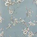 Chinesisch Orientalisch Aufblühen Baum Zweige Exotisch Vögel Tapete - Blau
