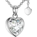 Amoonic Herzkette Halskette Damen Silber 925 Frauen Kette mit Zirkonia Herzanhänger (individuell anpassbare Halskettenlänge), Silberkette Gold Rosegold vergoldet Geschenk Liebe Freundin silberfarben