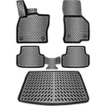 ELMASLINE 3D Gummimatten & Kofferraumwanne Set für SEAT Leon 5F ST 2013-2019 Kombi (unterer Ladeboden) Sports Tourer | Zubehör Fußmatten Kofferraum
