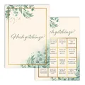 colortouch 50 St Hochzeitsbingo Karten in DIN-A6 mit 18 lustigen Fragen, Hochzeitsspiele für Das Brautpaar Hochzeitsquiz, Witziges Hochzeitsspiel für Gäste zum Kennenlernen, Hochzeitsdekoration