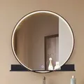 Spiegel Lucande, Miren, Schwarz, für Badezimmer, Aluminium, Modern