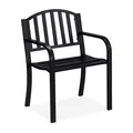 Relaxdays Gartenstuhl, Gartensessel mit Armlehnen, extra breit, modernes Design, Stahl, HBT: 82 x 60 x 48,5 cm, schwarz