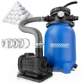 Monzana® Sandfilteranlage MZPP100 5000 l/h bis 20.000L Pool inkl Filterbällen 7 Wege Ventil 2in1 Adapter Ø32-38mm 180W Filteranlage Pumpe Filterkessel